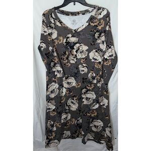 Isaac Mizrahi Live Womens Shirt Dress Medium Tall Pima Cotton Floral Pockets